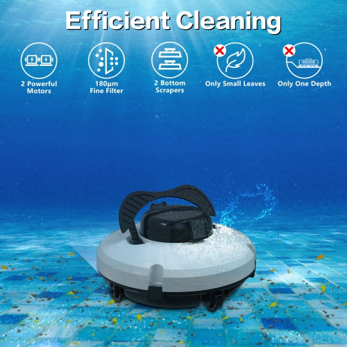 Intelligent fully automatic pool cleaning robot, 180μm fine filtration, dual drive motor 120 minutes of powerful cleaning, automatic parking