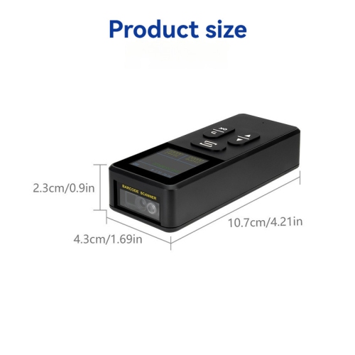 Portable Bluetooth barcode scanner, LED screen display scanning, supports connection to mobile phones/tablets/computers and other devices - can scan