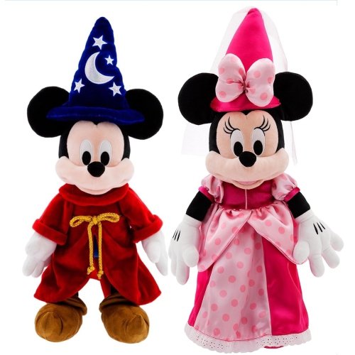 Disney Store Official Fantasia Collection: SET 22-Inch Sorcerer Mickey Mouse Plush - Authentic & 23-Inch Minnie Mouse Princess Plush, Soft & Cuddly