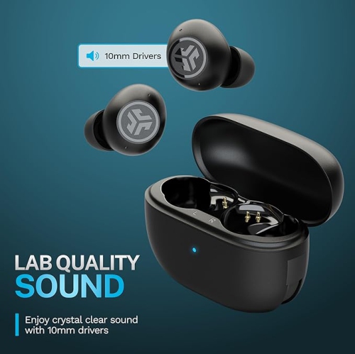 JLab Go Pop ANC True Wireless Earbuds & Charging Case, Black, Active Noise Cancelling, 10mm Drivers, Dual Connect, Customize Your Sound with App,