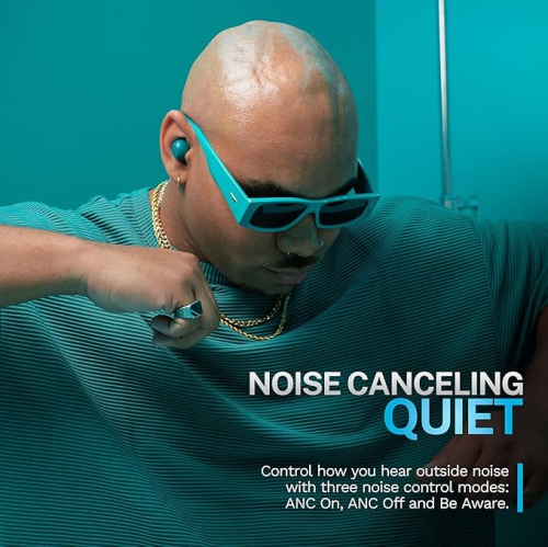 JLab Go Pop ANC True Wireless Earbuds & Charging Case, Teal, Active Noise Cancelling, 10mm Drivers, Dual Connect, Customize Your Sound with App, Be...