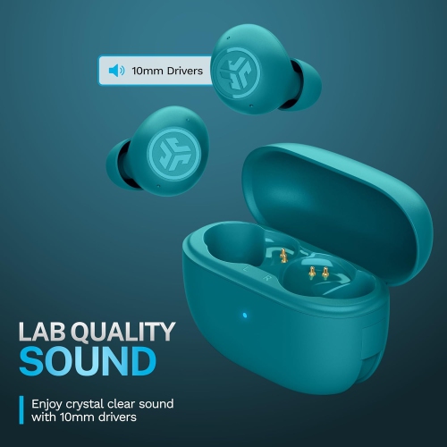 JLab Go Pop ANC True Wireless Earbuds & Charging Case, Teal, Active Noise Cancelling, 10mm Drivers, Dual Connect, Customize Your Sound with App, Be...