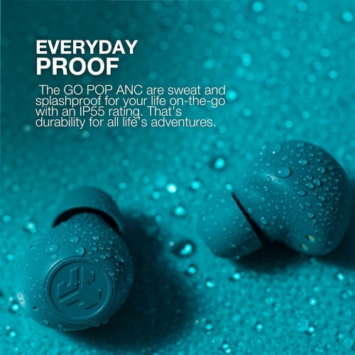 JLab Go Pop ANC True Wireless Earbuds & Charging Case, Transparent Neon Green, Active Noise Cancelling, 10mm Drivers, Dual Connect, Customize Your