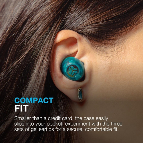 JLab Go Pop ANC True Wireless Earbuds & Charging Case, Transparent Neon Green, Active Noise Cancelling, 10mm Drivers, Dual Connect, Customize Your