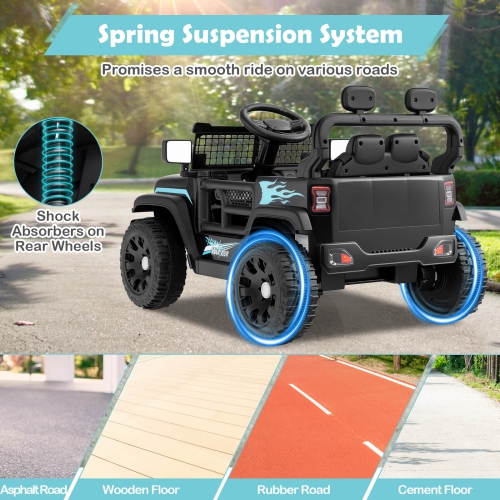 Costway 12V Kids Ride on Truck Car Battery Powered Electric Vehicle with Remote Control White/Purple/Red/Blue/Black/Pink