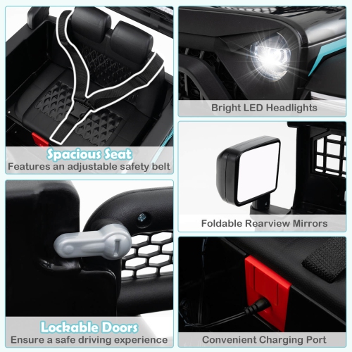 Costway 12V Kids Ride on Truck Car Battery Powered Electric Vehicle with Remote Control White/Purple/Red/Blue/Black/Pink