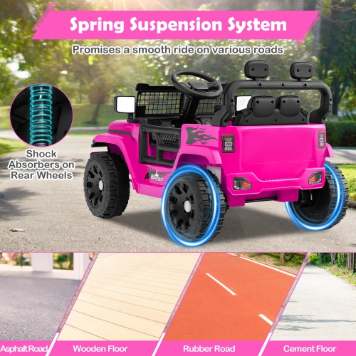 Véhicule électrique à batterie pour enfants 12&nbsp;V de Costway avec télécommande Blanc/Violet/Rouge/Bleu/Noir/Rose