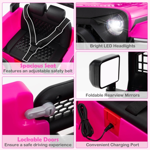 Véhicule électrique à batterie pour enfants 12&nbsp;V de Costway avec télécommande Blanc/Violet/Rouge/Bleu/Noir/Rose