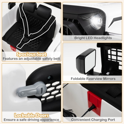 Véhicule électrique à batterie pour enfants 12 V de Costway avec télécommande Blanc/Violet/Rouge/Bleu/Noir/Rose