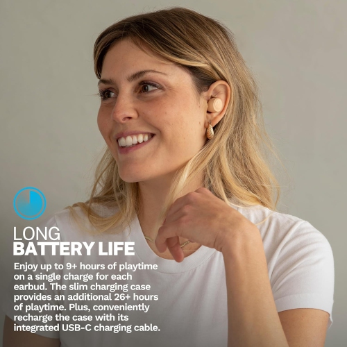 JLab Go Air Tones+ True Wireless Earbuds Designed with Auto On and Connect, Touch Controls, 32+ Hours Bluetooth Playtime, EQ3 Sound, and Dual