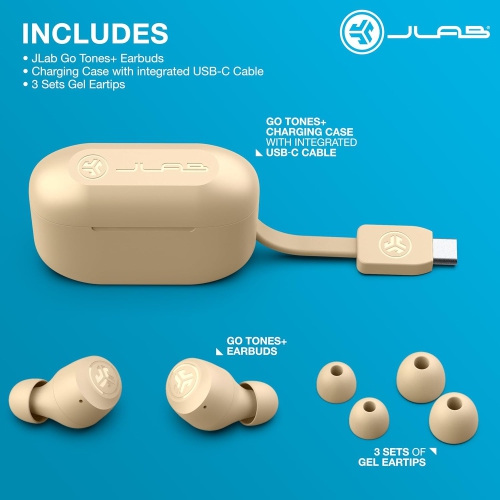 JLab Go Air Tones+ True Wireless Earbuds Designed with Auto On and Connect, Touch Controls, 32+ Hours Bluetooth Playtime, EQ3 Sound, and Dual