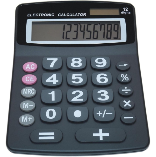 Lily' Home Jumbo 12 Digit with Solar Power, Large LCD Display - Desktop Calculator, Dual Power, Large Button Design, Battery Operation, Easy-to-Read