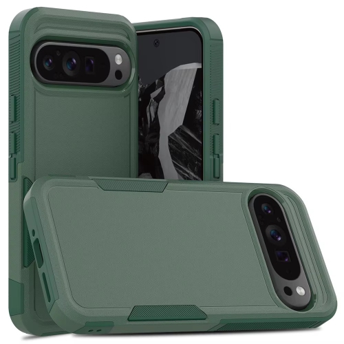 [CS] Dual Layers Heavy Duty Rubber Armor Bumper Hard Case Cover for Google Pixel 10 / 10 Pro, Midnight Green