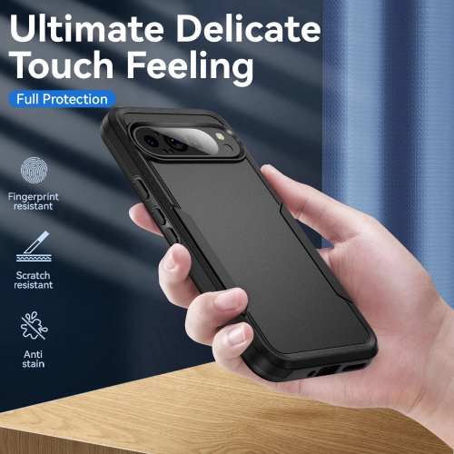 [CS] Dual Layers Heavy Duty Rubber Armor Bumper Hard Case Cover for Google Pixel 10 / 10 Pro, Midnight Green