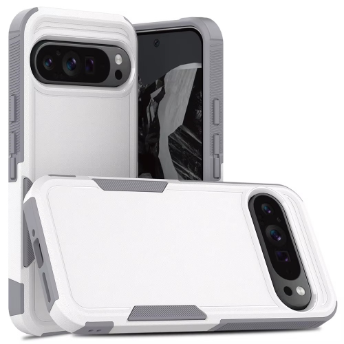 [CS] Étui rigide en caoutchouc robuste à double couche pour Pixel 10/10 Pro de Google, blanc