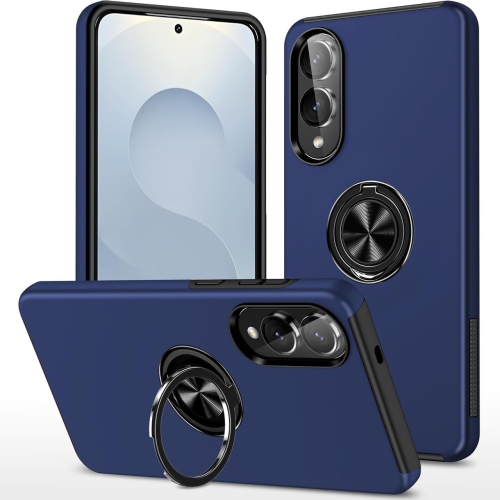 [CS] Hybrid Magnetic Kickstand Invisible Ring Case Cover for Samsung Galaxy S25 Edge, Navy