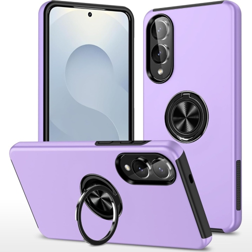 [CS] Hybrid Magnetic Kickstand Invisible Ring Case Cover for Samsung Galaxy S25 Edge, Purple