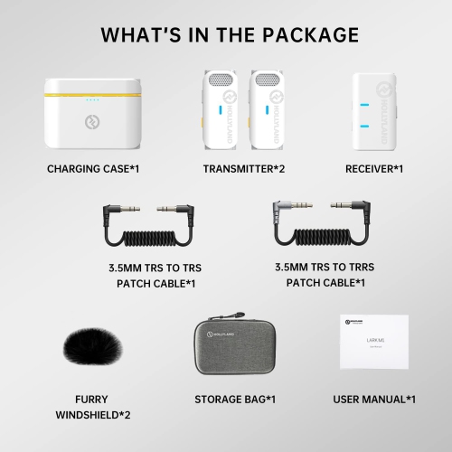 Microphone-cravate sans fil Hollyland Lark M1 suppression active du bruit, plage 200 m, autonomie de batterie 8H, Ultramini portatif, microphone