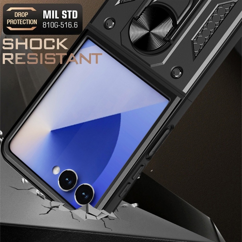 [CS] Étui rigide magnétique hybride avec support pour anneau pour Samsung Galaxy Z Flip 7, noir