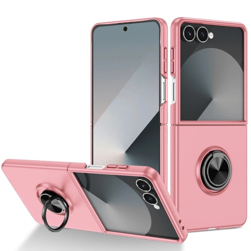 [CS] Hybrid Magnetic Kickstand Invisible Ring Case Cover for Samsung Galaxy Z Flip 7, Rose Gold