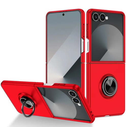 [CS] Hybrid Magnetic Kickstand Invisible Ring Case Cover for Samsung Galaxy Z Flip 7, Red