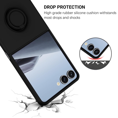 [CS] Hybrid Magnetic Kickstand Invisible Ring Case Cover for Samsung Galaxy Z Flip 7, Red