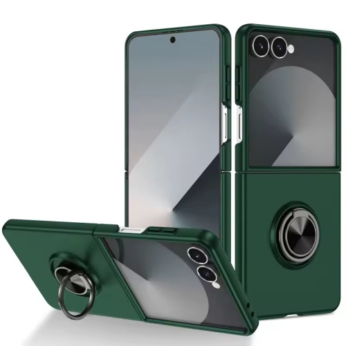 [CS] Hybrid Magnetic Kickstand Invisible Ring Case Cover for Samsung Galaxy Z Flip 7, Midnight Green