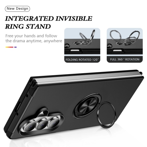 [CS] Hybrid Magnetic Kickstand Invisible Ring Case Cover for Samsung Galaxy Z Fold 7, Midnight Green