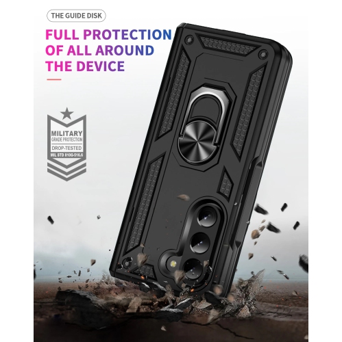 [CS] Hybrid Magnetic Hard Kickstand Case Cover with Ring Holder for Samsung Galaxy Z Fold 7, Black