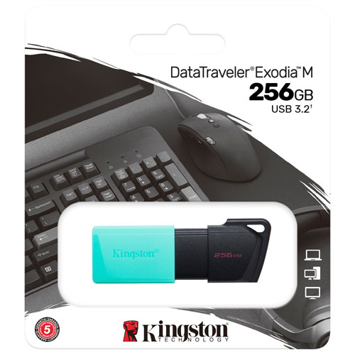 Kingston DataTraveler Exodia M 256GB USB 3.2 Flash Drive - Black/Teal