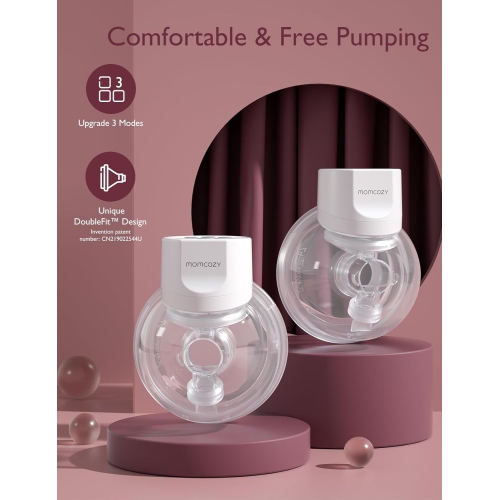 Momcozy Hands-Free Breast Pump S12 Pro Wearable, Double Wireless Pump with Comfortable DoubleFit Flange, 3 Modes & 9 Levels Electric Pump Portable,