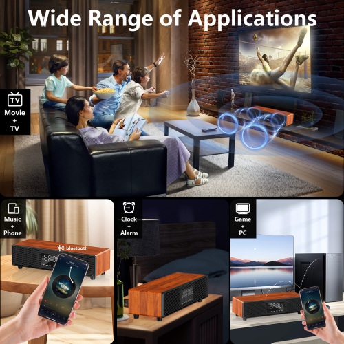 FanFun Soundbar, Bluetooth Soundbar with Remote, Auto Volume Boost, 3 Equalizer Modes, 2 in 1 Detachable Soundbar for TV/PC/Gaming/Projectors, H1