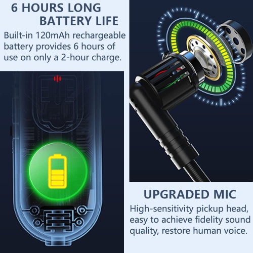 Casque d'écoute sans fil avec microphone, 2,4 GHz, portée 160 pi, chargement double type C, effets de réverbération 3D, compatible avec les