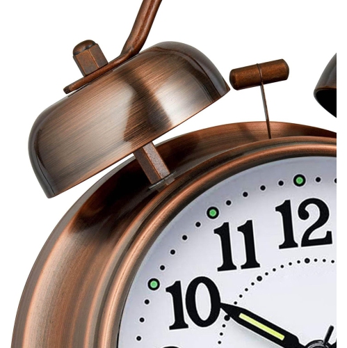 Loud Alarm Clock for Heavy Sleepers Adults, Metal 4 Inches Twin Bell Battery Operated Alarm Clocks for Bedrooms Decoration, Silent Non-Ticking