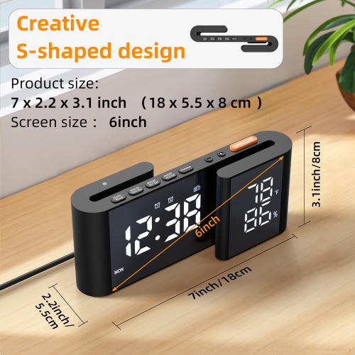 Alarm Clock for Heavy Sleepers Adults, Digital Alarm Clock Radio for Bedroom, with Modern Dual LED Display, Calendar Bedside Alarm Clock