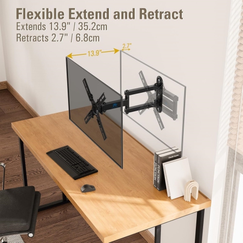 TV Wall Mount Full Motion for Most 17-39 Inches LED LCD TV/Monitor, Computer Monitor Mount with Articulating Arms, up to VESA 200x200mm and 33 lbs