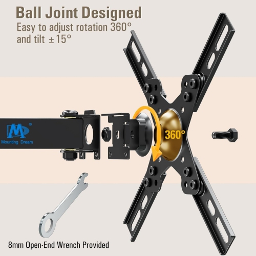 TV Wall Mount Full Motion for Most 17-39 Inches LED LCD TV/Monitor, Computer Monitor Mount with Articulating Arms, up to VESA 200x200mm and 33 lbs