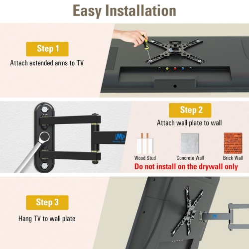TV Wall Mount Full Motion for Most 17-39 Inches LED LCD TV/Monitor, Computer Monitor Mount with Articulating Arms, up to VESA 200x200mm and 33 lbs