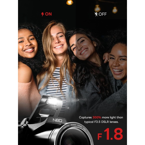 64MP 5K Professional Cameras for Photography - WiFi, Autofocus 16X Zoom, 3” 180° Flip Screen, Anti-Shake with 32G Card 2 Batteries, Digital Camera