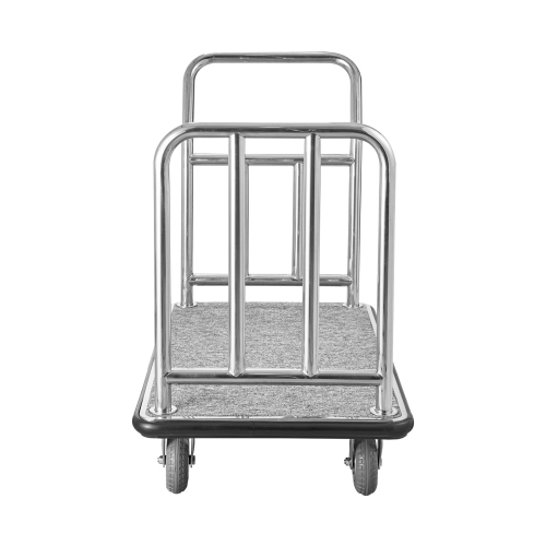 VEVOR 750 LBS Load Capacity Hotel Luggage Cart, Deluxe Platform Truck with Removable Front Frame, Valet Cart with Grey Carpeted Deck and 6-inch