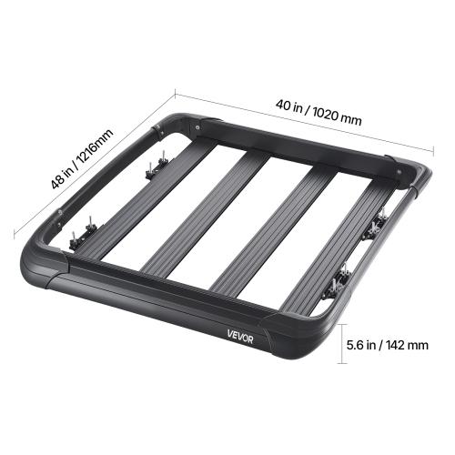 VEVOR 48 x 40 x 5.6 in Roof Rack Cargo Carrier, Universal Rooftop Cargo Basket,Car Top Luggage Holder with 150 lbs Max Load Capacity,4.1 in