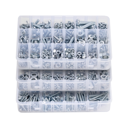 VEVOR  2250PCs Bolts And Nuts Assortment Kit, Metric+Imperial Machine Screws And Flat Washers, Alloy Steel M3/m4/m5/m6/m8 Multiple Size, For