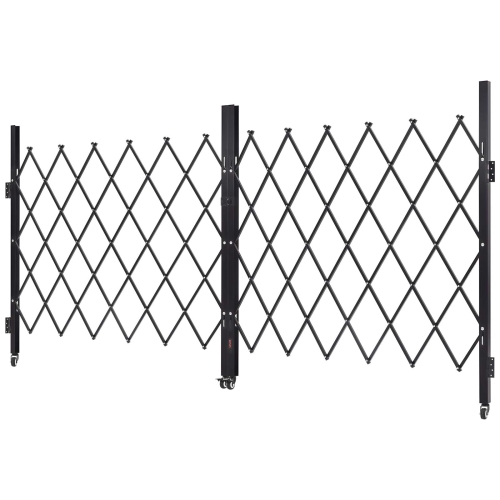 VEVOR 125.98 x 63.19 in Double Folding Security Gate, Lockable Scissor Gate with 360° Swivel Casters, Outdoor Barricade Steel Retractable Gates, for