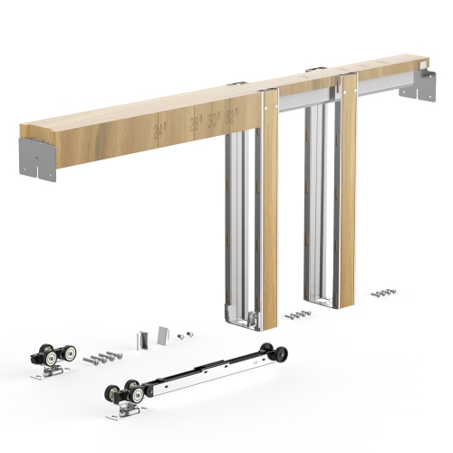 VEVOR  Pocket Door Frame Kit, for 24-30 In Wide 80 In High Door, Pocket Door Kit w Two-Way Soft Close Mechanism, Slide Smoothly Quietly, Easy To