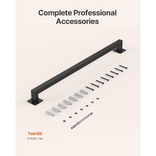 VEVOR 4ft Wall Mounted Stair Handrail, Black Iron Staircase Handrail Indoor, 250lbs Load Capacity, Industrial Railing Hand Rail for Steps,Square Tube