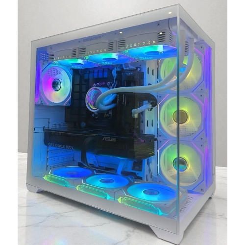 PcTech Gaming PC - AMD Ryzen 7 9800X3D 32G DDR5 Ram NVIDIA RTX 5070 Ti - 1TB M.2 NVMe SSD- Win11 Pro, White