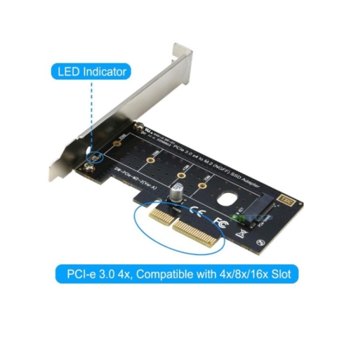 M.2 NGFF SSD to PCIE X1 Adapter M Key Interface Card
