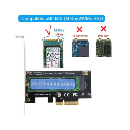 M.2 NGFF SSD to PCIE X1 Adapter M Key Interface Card