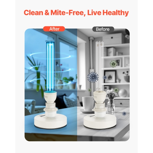 VEVOR 2 Pack UV Light Bulb, 25W Replacement Ultraviolet UVC Lamp with Ozone, 253.7 nm + 185 nm Wavelength UVO Light Bulb, E27 Universal, for 400 sqft