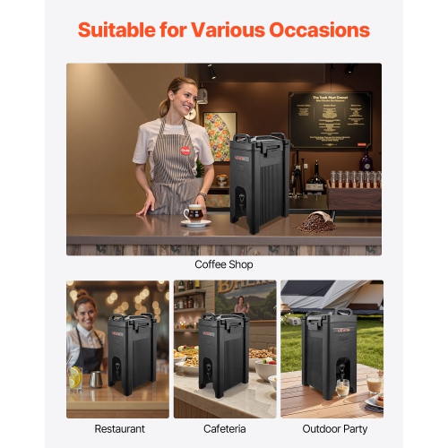 VEVOR 5 Gal/19L Insulated Beverage Dispenser,Hot and Cold Beverage Server with Spigot & Handle, Food-Grade Thermal Drink Dispenser Cooler for Tea
